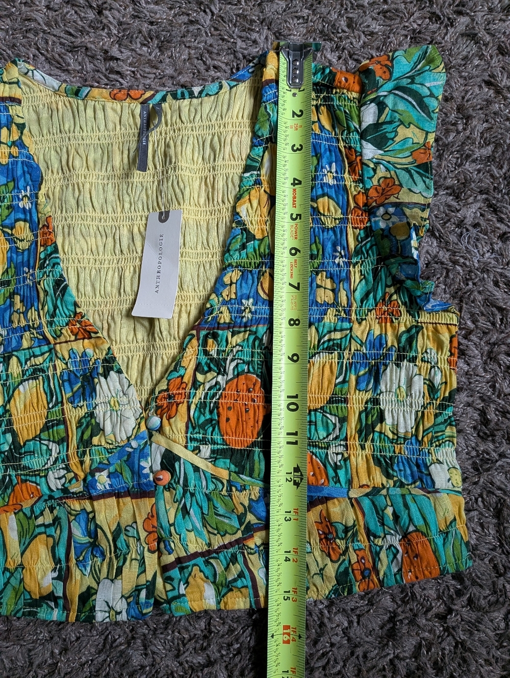 NWT Anthropologie Multicolor Peregrine Flutter Sleeve Buttoned Crop Top S - Picture 5 of 6